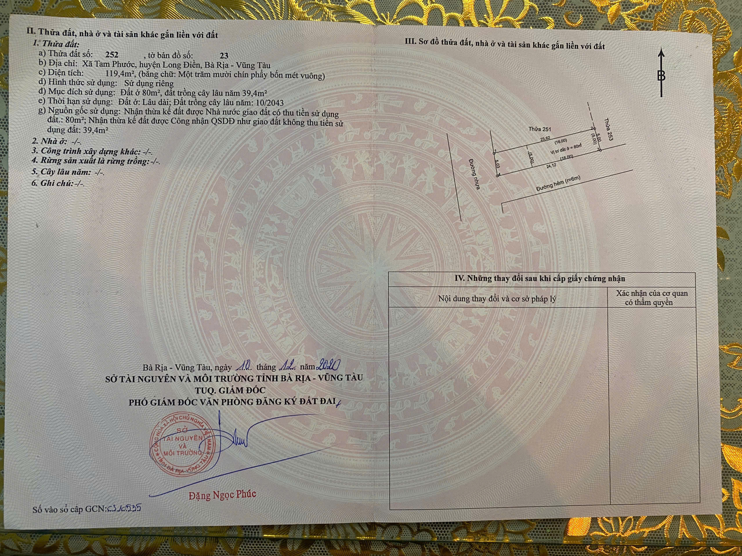 Bán đất An Phước Dinh Cố lô góc 2 mặt tiền 119m2 giá 1 tỷ 499