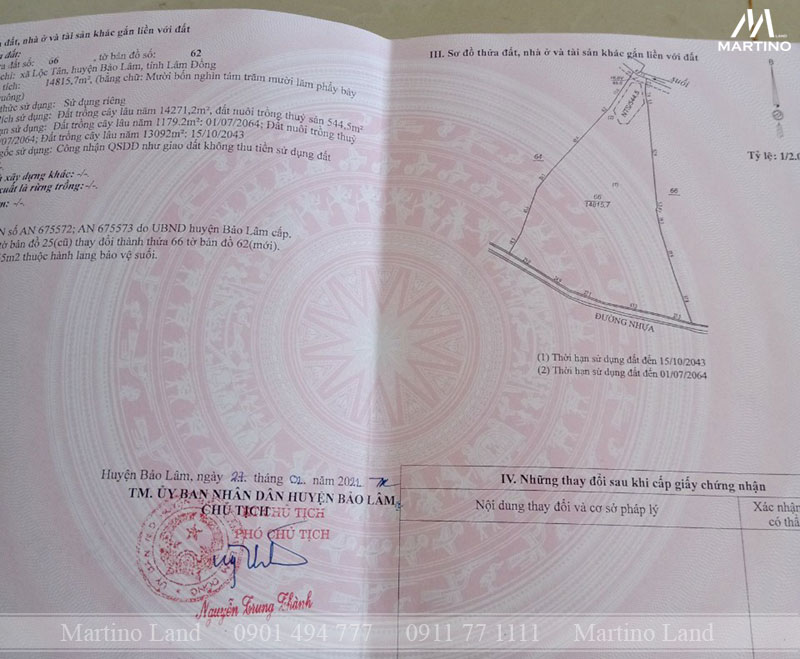 Bán lô đất sào tại Bảo Lâm diện tích 1.5ha