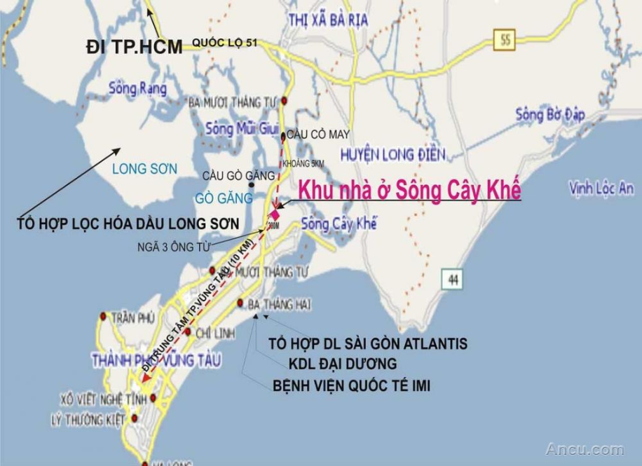 Vị trí dự án sông cây khế vũng tàu