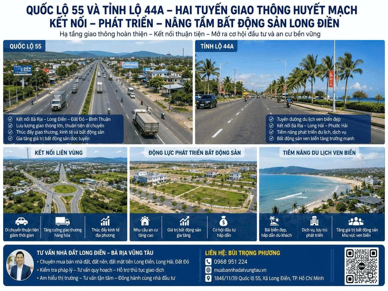 Quốc lộ 55 kết nối giao thông huyện Long Điền